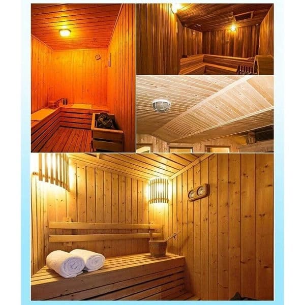 Saunalampe, eksplosionssikker, fugtbestandig, rund lampe til E27-sauna