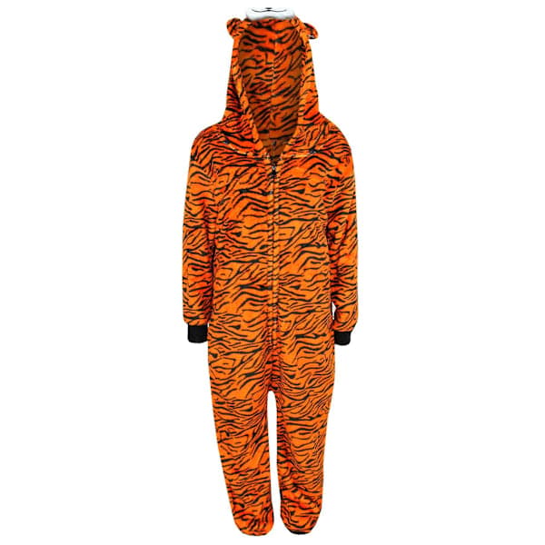 Barn Unisex Tiger Tryckt Loungewear Onesie - STØRRELSE: 9-10 År