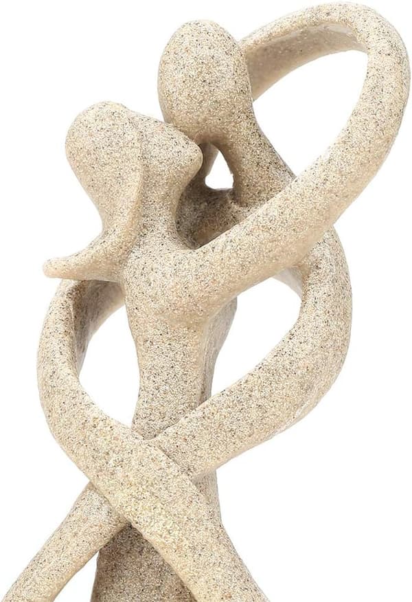 1 sandstensstatue, håndlavet sandstensstatue af et par, der kysser