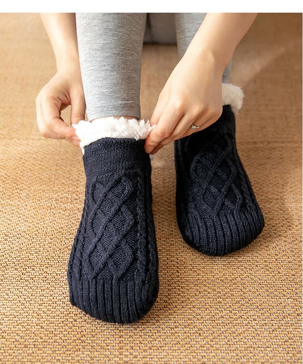Høst- og vinterstrømper i tykk, myk og varm fleece for hjemmet - Perfekt julegave Sort Sort