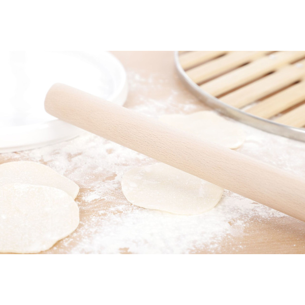 Professional Rolling Pin in Solid Beech, 38*3.5cm Beige