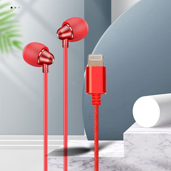 In-Ear-hovedtelefoner kompatible med iPhone 11 Rød