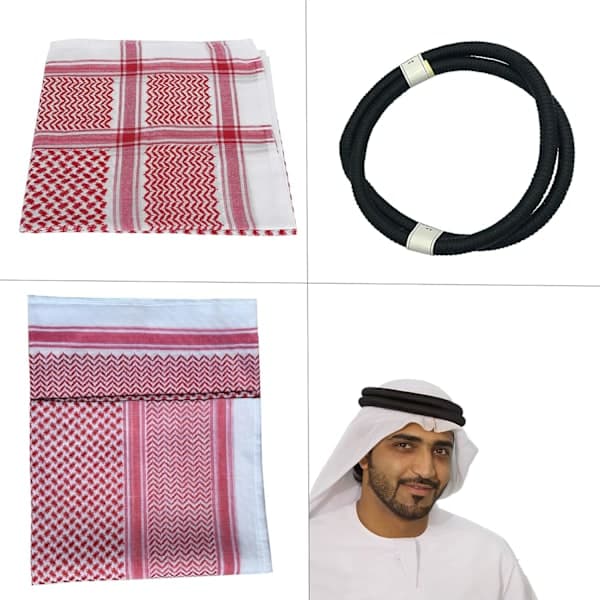 Arabisk Shemagh-skjerf for menn Midtøsten Keffiyeh Hodeplagg Arabia Skjerf rød