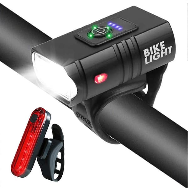 USB Oppladbart Front Bak Høy Lumen Vanntett Sykkellyktsett Superlys