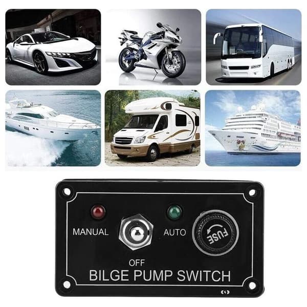 Bilge Pump Switch, LED Indicator 12V DC Bilge Pump Panel Manual/Auto On/Off Switch for Boats and Marine Use, by