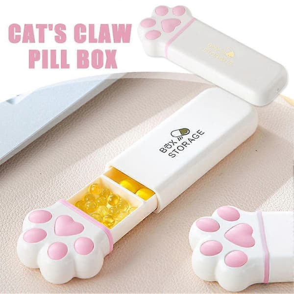 Cat Claw Portable Pill Box Three-compartment Small Storage Box