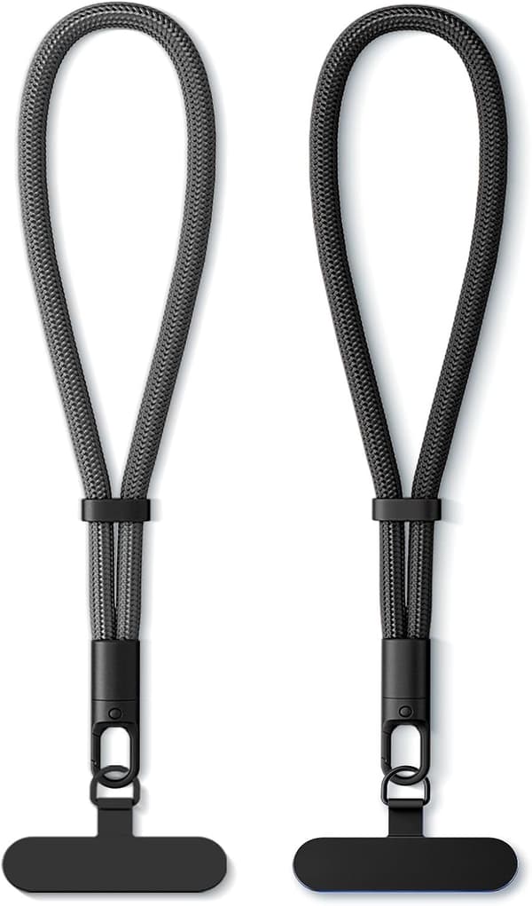 Telefonrem, 2-pack, handledsrem med fästen för smartphones (svart, grå)