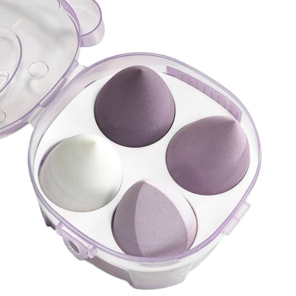 Skjønnhetsmakeup-egg luftpute pudderpuff makeup-egg tørr og våt dobbel bruk absorberer ikke pudder supermykt 4-sett—yux