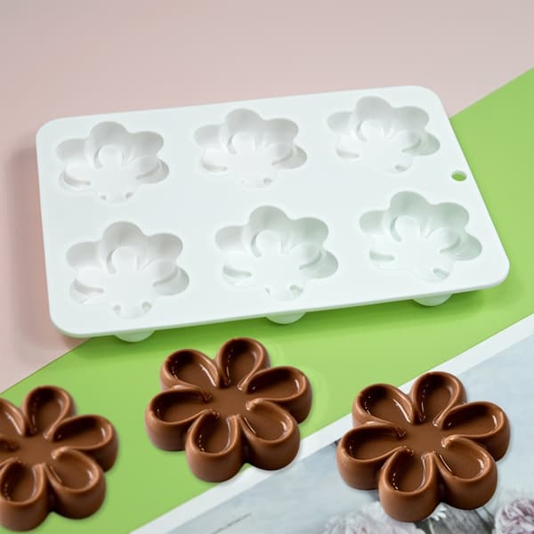 6-hullsform Seks kronblader Blomsterform Fondant Sjokoladeform Kakebakeredskap