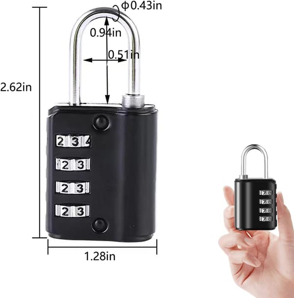 2-pack Combination Padlocks, 4-Digit Resettable Padlock with Keys