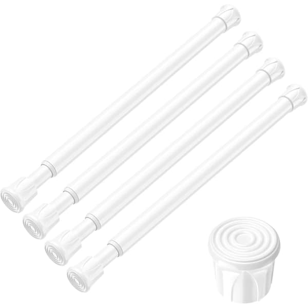 4-pack Tension Curtain Rods, Mini Telescopic Steel Spring Rods No Drill for Narrow Windows Kitchen Bathroom, White 30-50 cm