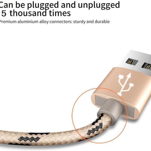 3-pakning iPhone-kabler, 2 m nylonflettede iPhone-ladekabler med KLB