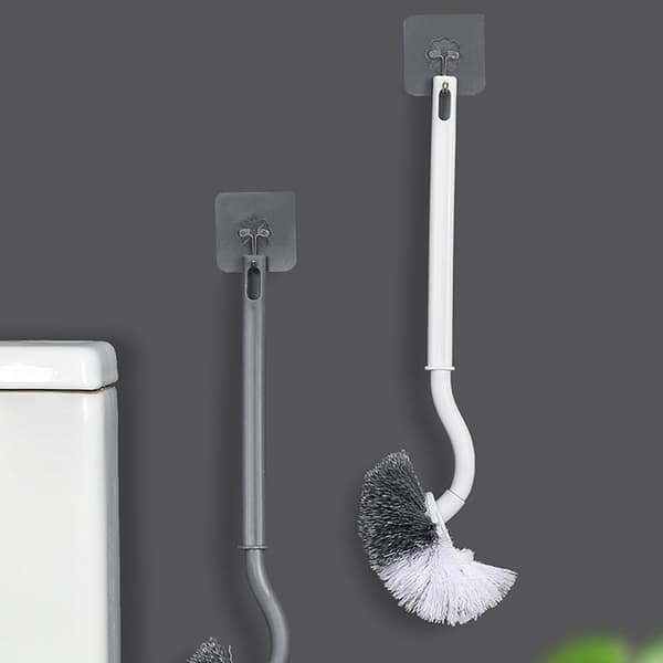 Langt skaft Bøyd hode Toalettbørste Multipurpose Ingen Død Vinkel Toalettskål Børste for bad Grey Grey