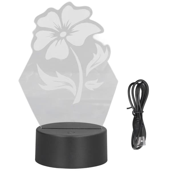 3D natlampe, 7 farver, touch-kontrol, 3D levende blomsterform KLB