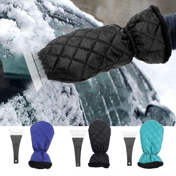 Ice Scraper Mitten Windshield Snow Scraper Gloves Waterproof Snow Removal Tool with Shovel for Home Car Window Windshield Blue