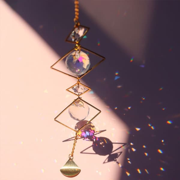 Crystal Hanging Suncatcher with Chain for Home Window