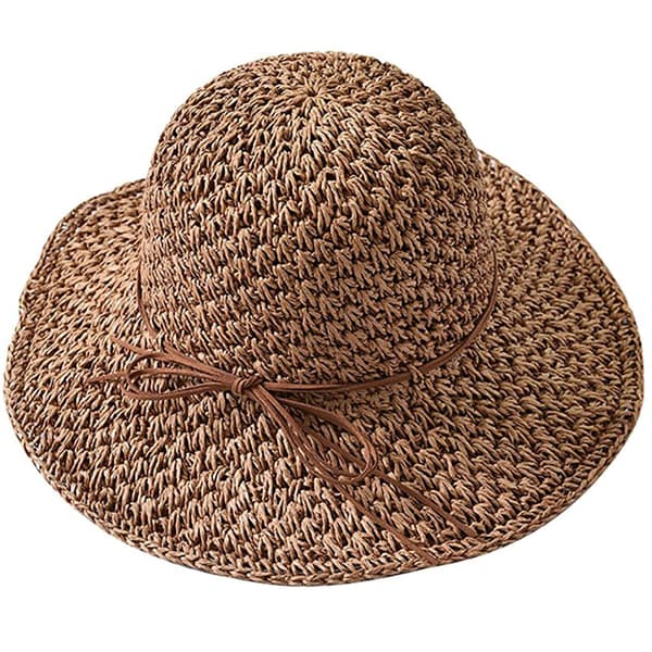 Stråhatt dame, solhatt, sommerhatt, sammenleggbar