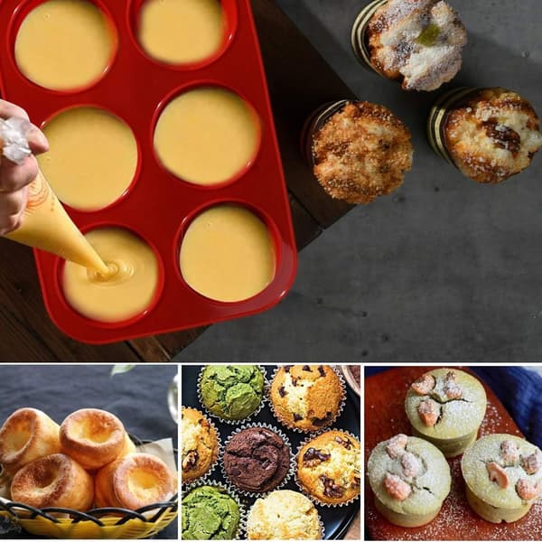 Silikoneform til bagning af kager, 6-kops muffinform, non-stick muffinform, æggemuffins