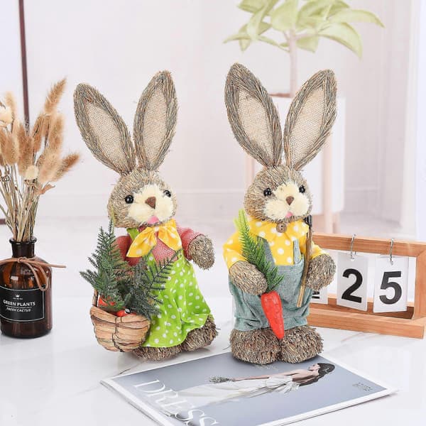 Easter Bunny Doll Ornament Hanging Easter Bunny Fabric Handmade Hare Gift (35CM)
