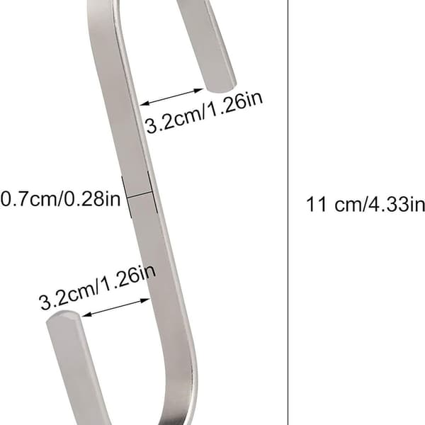 11 cm flate S-kroker i rustfritt stål