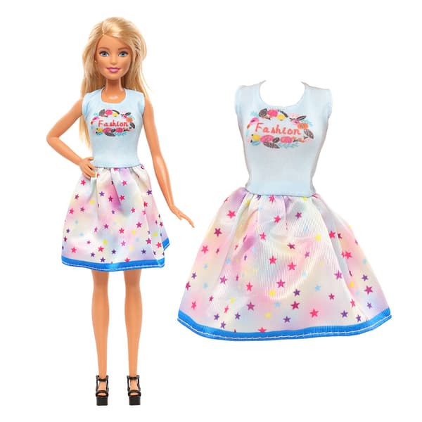 Barbie modeoutfit, 10 delar, 10 docktillbehör, för