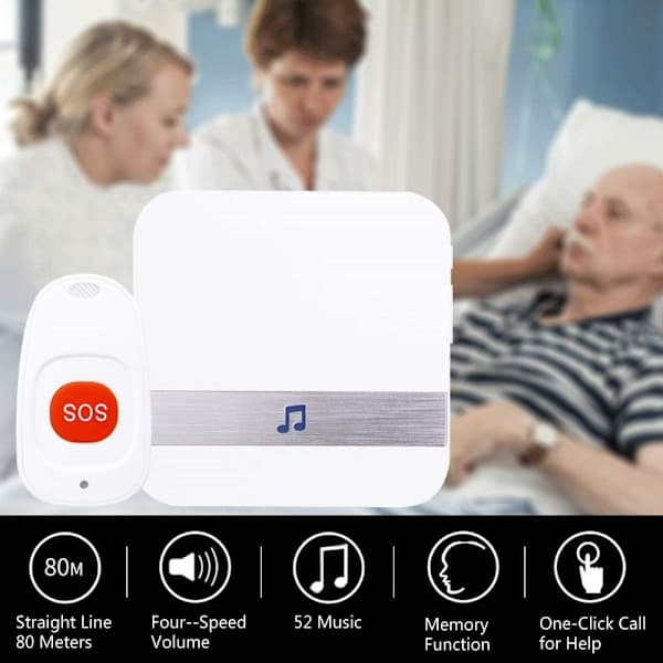 Hemlarm Trådlöst (2-pack, Vit) - Patient, Äldre, Personligt Larm