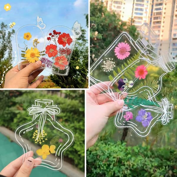 40 Large Transparent Dried Flower Bookmarks, DIY Bookmark Maker, Handmade Beautiful Transparent Flower Bookmarks