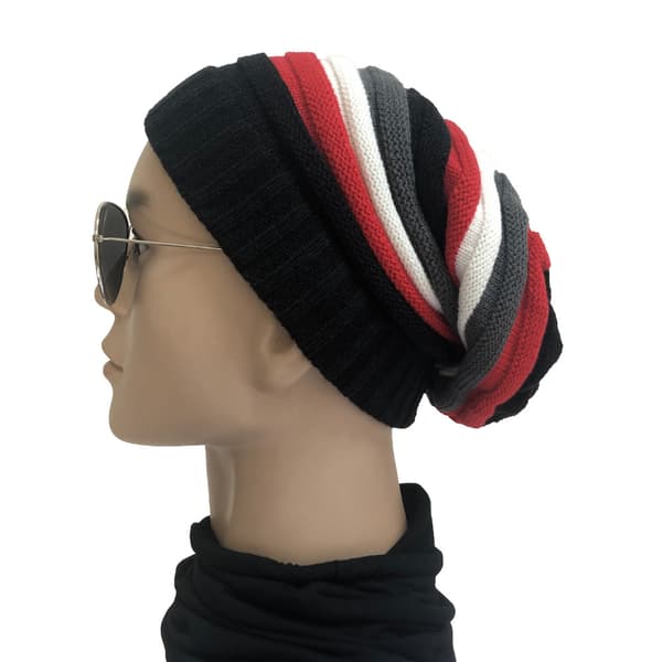 Vinterhatte Jamaicansk Beanie Striber Slouchy 2#