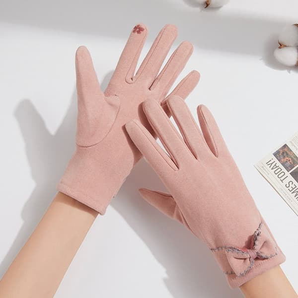 Vinterhandsker Dame Bløde Vanter Efterår Roset Fortykket Varme Skærmhandsker Dame Pink