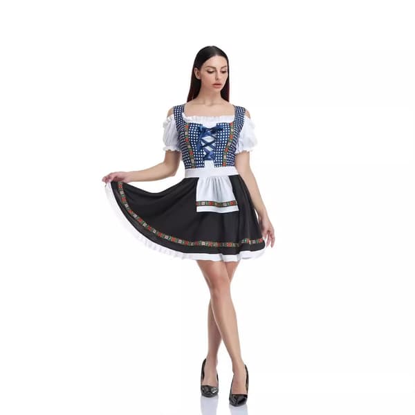 Oktoberfestkjole for kvinner Rødt rutemønster S Red Grid S