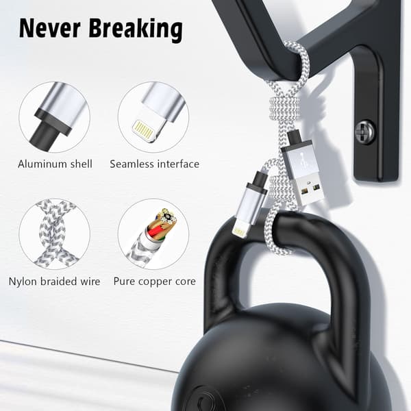 2-pack Ultralång Snabbladdnings-USB-kabel för iPhone 14 8 7 Plus 13 12 11 Pro Max XS XR 3A USB-laddare Datakabel Flätad kabel 2 st 3m 2PCS 3m