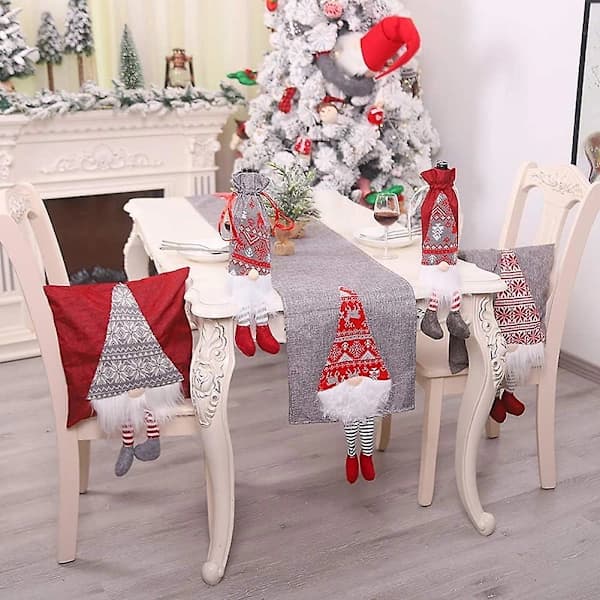 Christmas Table Runner, Santa Gnome Tablecloth Decorative Tablecloth 212x34cm