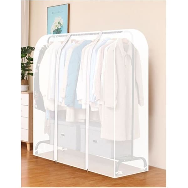 Translucent Garment Rack Cover with Strong Zipper and Document Pocket Wardrobe Protector, Garment Rack Not Included KLB