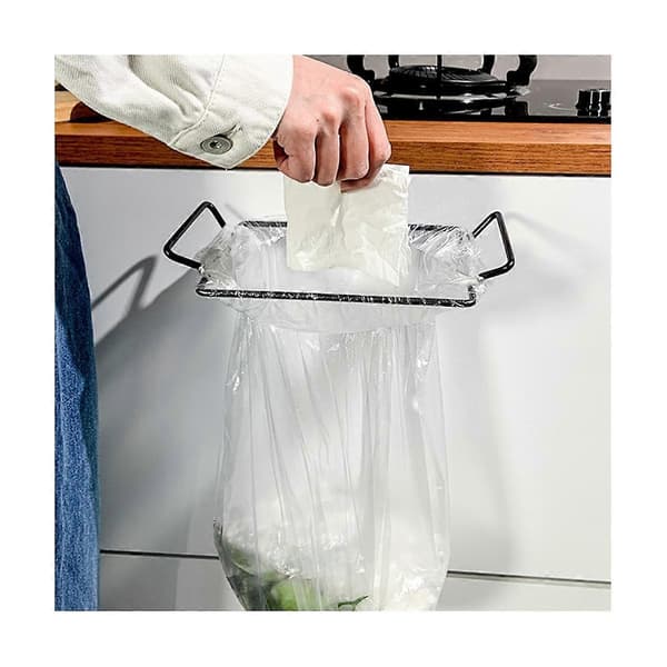 Stainless Steel Hanging Trash Can Holder for Cabinet Door, Kitchen Storage Bracket