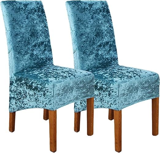 Ruokapöydän tuolinpäällinen (vihreä, 2 kpl), murskattu sametti, laajennettava