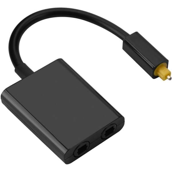 For Dual Port Toslink Digital Optisk Lyd Splitter Adapter Lydkabel 1 inn 2 ut Svart
