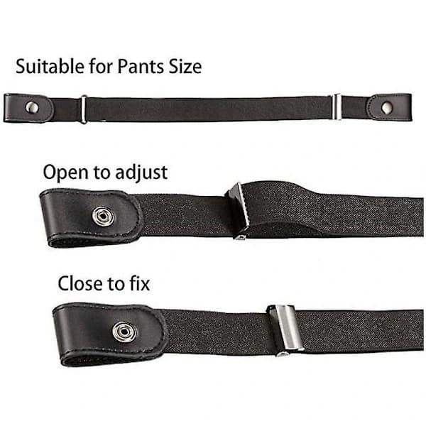 Belte uten spenne, 2-pakning usynlig stretchbelte elastisk belte spenneløst