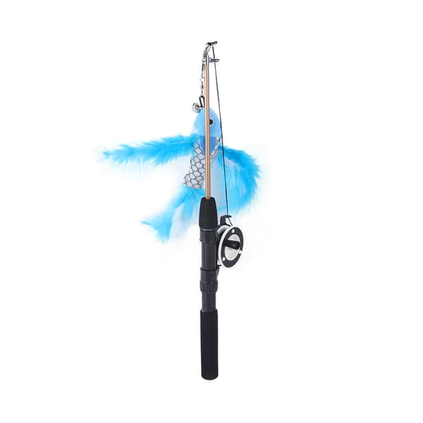 Two Retractable Fishing Rod Cat Wands Feather Replacement Head Approx