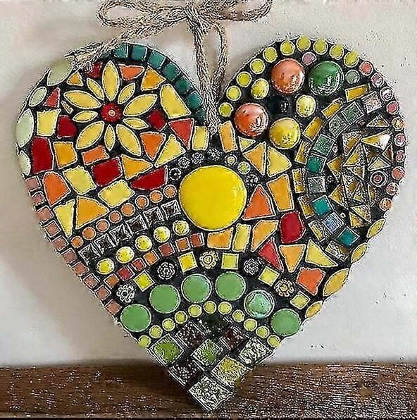 Stor Mosaikk Hage Hjerte Skulptur Dekor Ornament