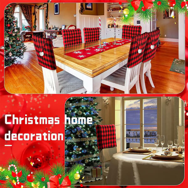 6 Pcs Christmas Chair Backs Christmas Chair Covers Hat B