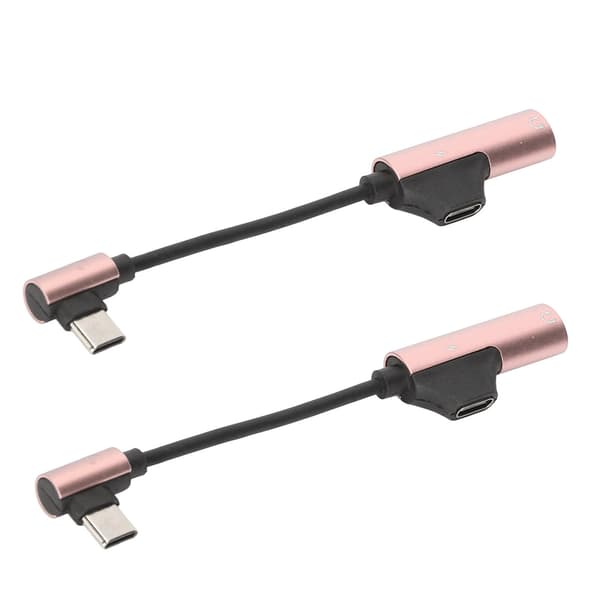2 stk. Type C til 3,5 mm hovedtelefonadapterkabel 2 i 1 funktionel bøjelig hovedtelefonadapter til Type C telefon tablet PC Pink