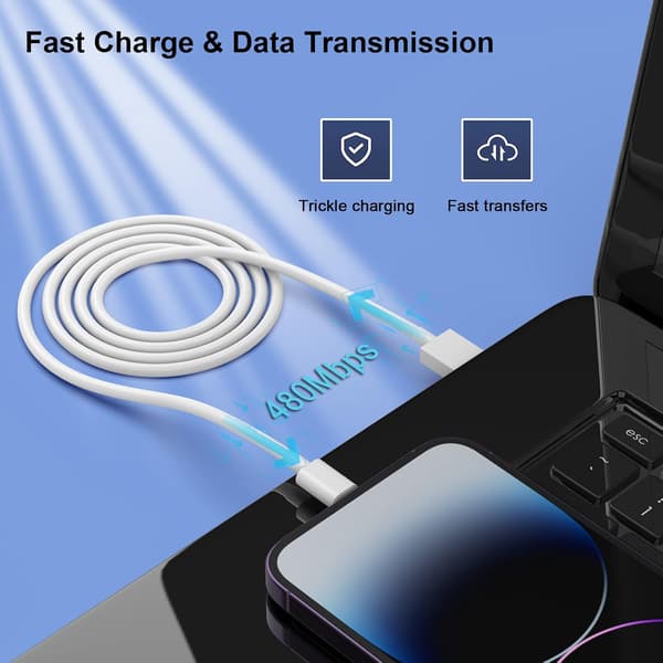 Oplader til iPhone 5-pak 6/6/6/10/10 fod lang Lightning-kabel Hurtigopladning