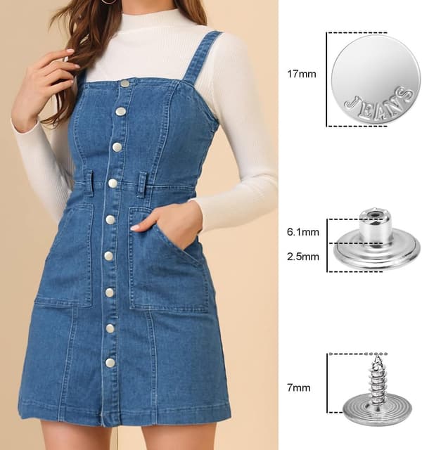 Jeans Buttons, 28 Pieces, 17mm, Bronze & Silver, Removable Screw-Threaded Rivets for Denim Jackets