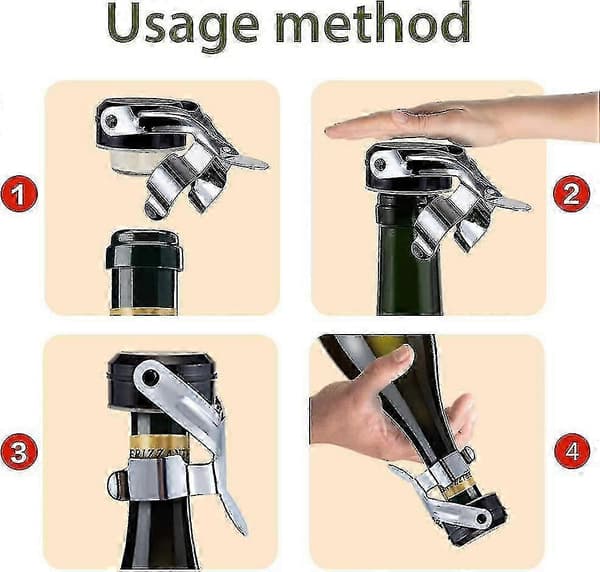 Champagnestopper, 2 stk. Rustfri Vinkorke til Cava Prosecco Mousserende Vin