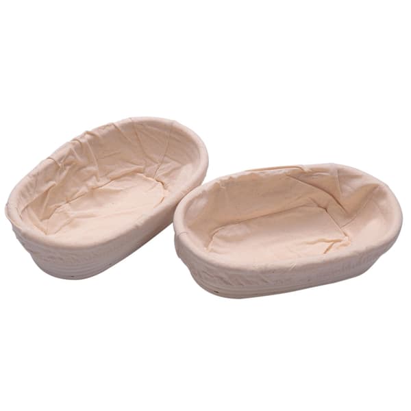 2 pcs 25 cm/10 inch Rattan Bread Baskets - Proofing Baskets with Liner - Round & Oval - Fruit Tray - Dough Storage