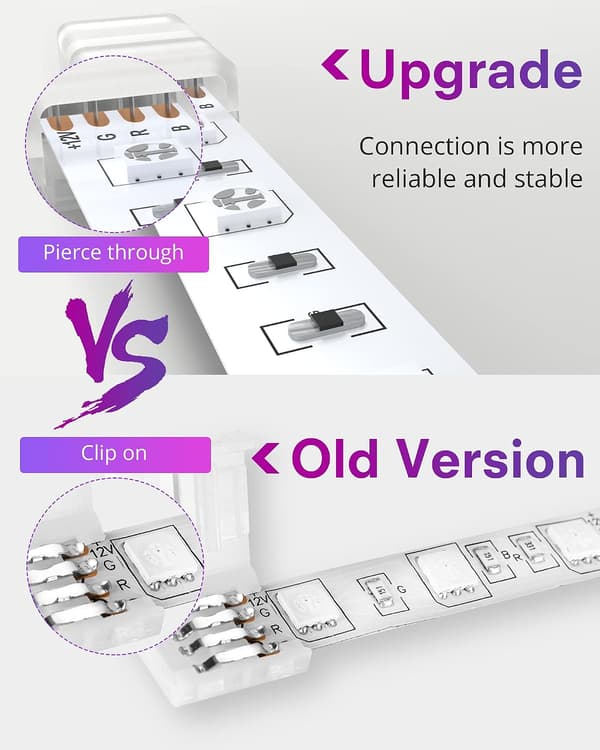 4-bens LED-lysbåndsstik 10-pak 10 mm loddefri gabløs