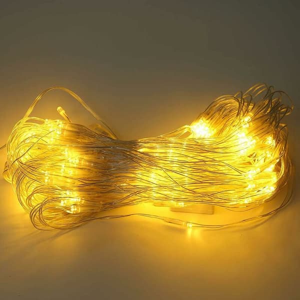 96 LED Net Lights 1.5 x 1.5 M, 8 Modes Warm Light String Net Lights, Indoor and Outdoor String Lights, Waterproof Mesh Light Curtain for Party, KLB