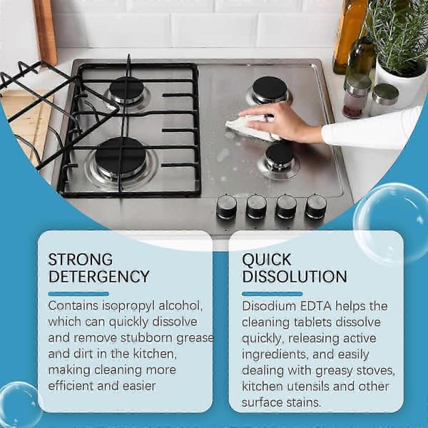 Kitchen Grease Cleaning Tablets - Fast and Effective Oil Stain Remover for All Surfaces