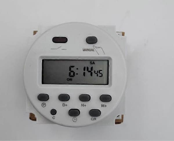 12V elektronisk timer Programmerbar LCD-skærm, hvid, 6*6*3.2cm