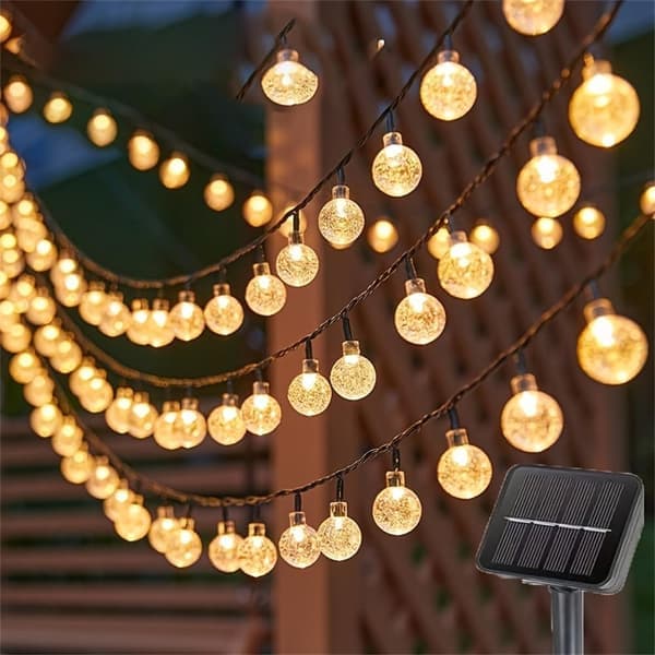 Solar-powered outdoor string lights, IP65 Waterproof for patio and party, dimmable with remote control